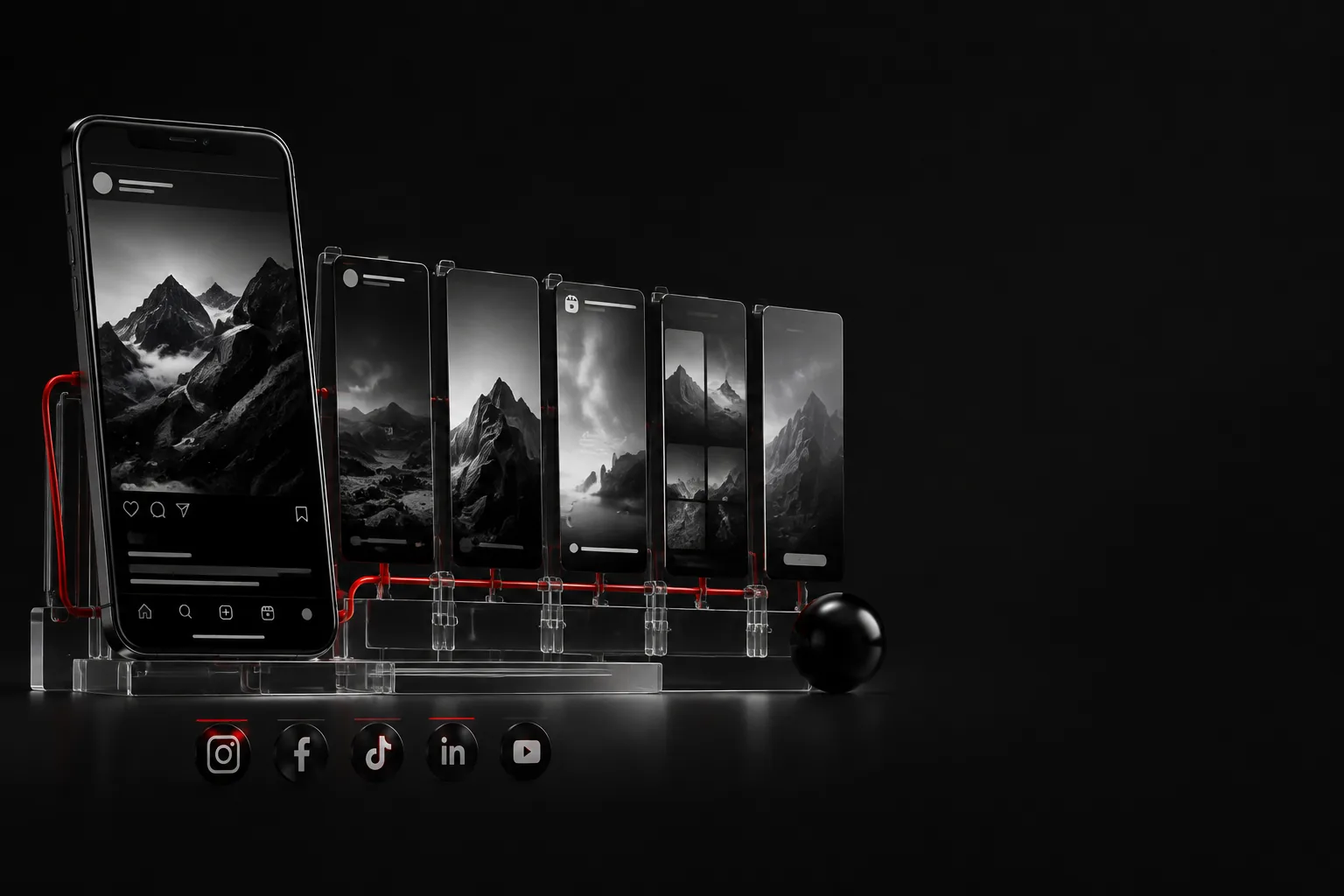 Social media content system across phone and vertical formats