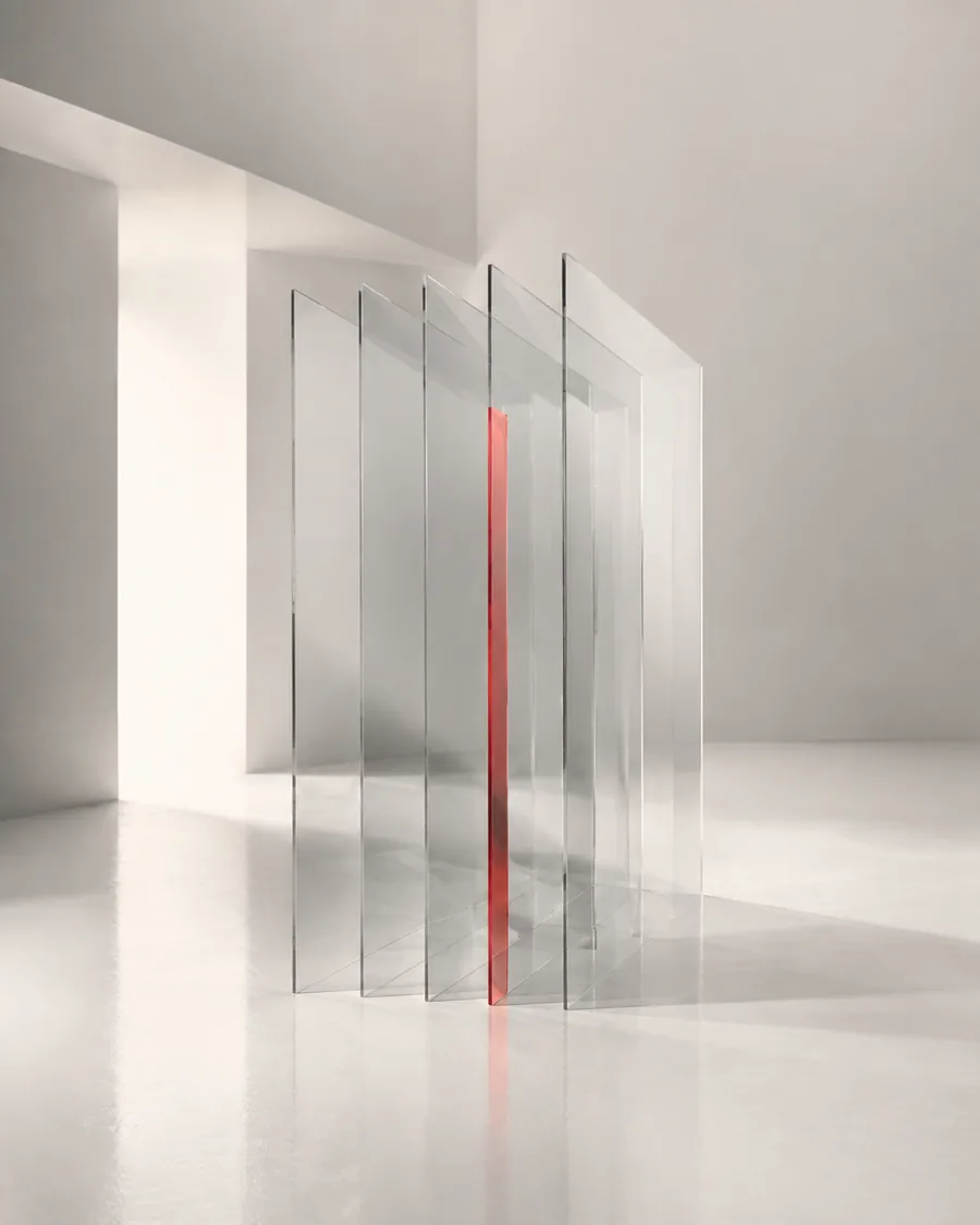 Layered glass planes representing a coherent brand core